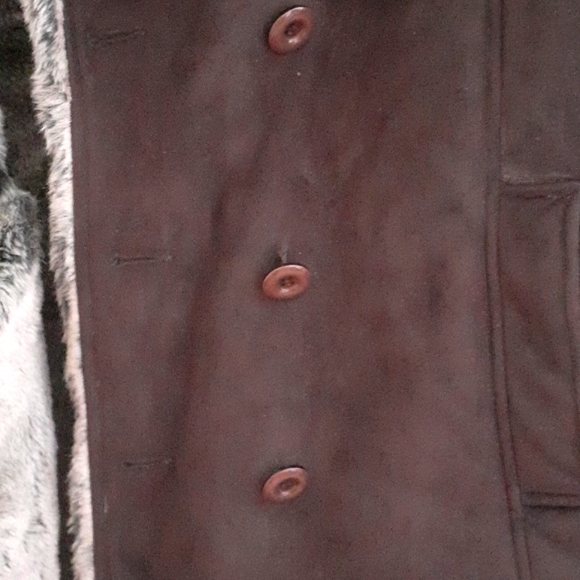 Thick Olive Fur Pea Coat - Picture 6 of 6